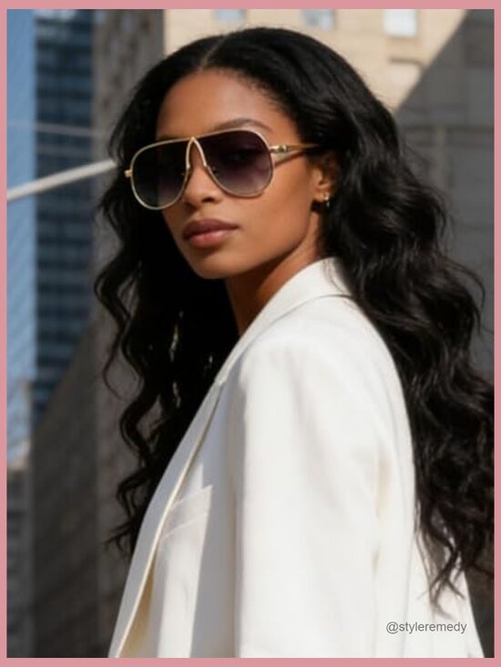 Retro 70s Oversized Aviator Sunglasses, Metal Frame, UV400 Protection main image 4
